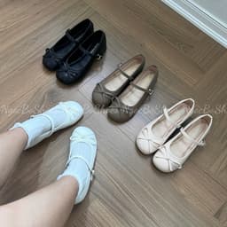 [ NgocBoShop ] Giày Nữ Đế Cao Mũi Tròn 3p Da Mềm Buộc Nơ Điểm Nhấn Gót 3-5cm - Shoes 2