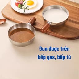 PVN73027 Nồi ( ko kèm nắp) Inox 304 Mini 14cm Tay Cầm Gỗ– Dùng Được Bếp Gas & Bếp Từ, Nấu Mì, Luộc Trứng,Hâm Đồ Tiện Lợi 4