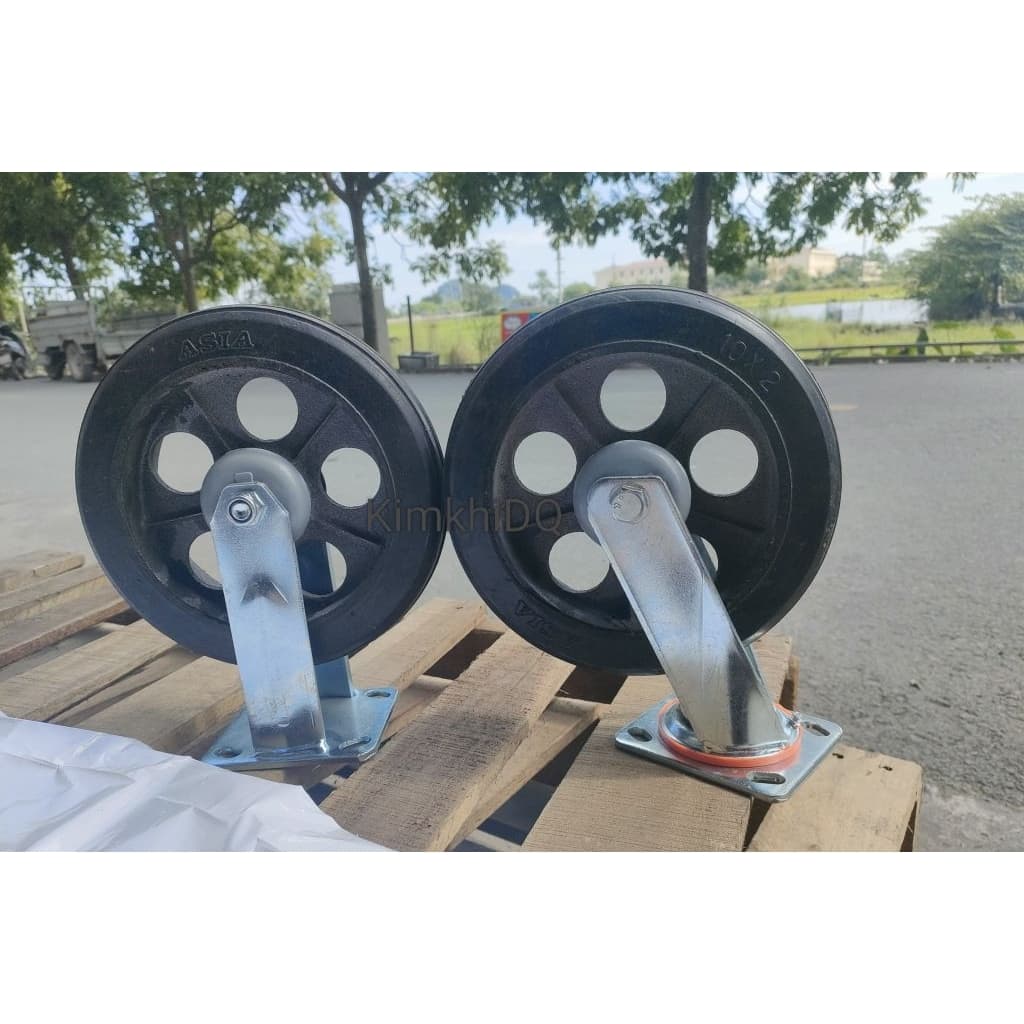 [KKTHN] Bánh Xe Đẩy Hàng Siêu Tải, Bánh Đúc Lõi Gang D250 Cao Su, Càng Dày 6Li Tải Trọng 300kg/Bánh, Hàng Đẹp