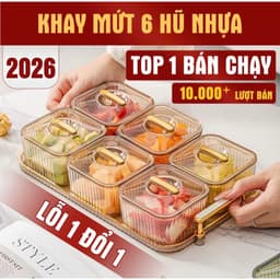 Khay đựng mứt Tết 2026, khay đựng bánh kẹo chia hũ sang trọng có nắp chống bụi 1