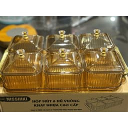 Khay đựng mứt Tết 2026, khay đựng bánh kẹo chia hũ sang trọng có nắp chống bụi 3