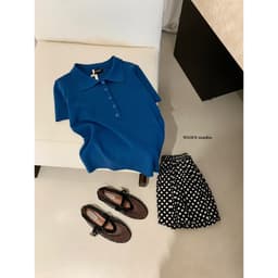 𝑨𝒏𝒏𝑺𝒕𝒖𝒅𝒊𝒐 [SẴN]𝐖𝐆𝐖𝐄/ Áo Len Mongtoghi Cổ Polo Phối Cúc WG.WE 8770, Áo Len Dệt Kim Nữ Cổ Bẻ Tay Ngắn Form Ôm 5