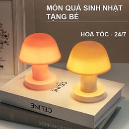 DOUYIN STORE Đèn để bàn hình cây nấm đơn giản kiểu Hàn Quốc, không dây, dùng pin AA con thỏ decor phong cách tối giản 2