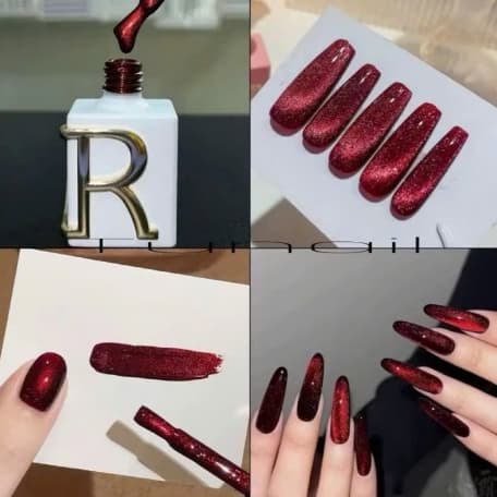 Chai Sơn mắt mèo kim cương đỏ CR 15ml - màu nổi bật siêu xinh và sang chảnh Nail Michi