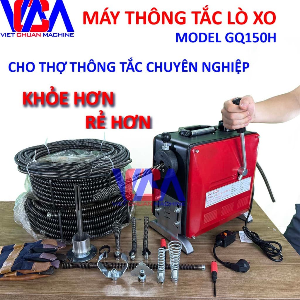 Máy thông tắc lò xo cao cấp GQ150H công suất cao cho thợ thông tắc chuyên nghiệp