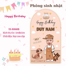 Phông banner, back drop trang trí sinh nhật cho bé trai bé gái ( in tên theo yêu cầu ) 3