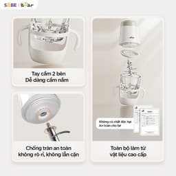 Máy Xay Ăn Dặm Bear BFM - 025JM, Dung Tích 0.3L - Công Suất 200w,  8 Lưỡi Dao Inox 316, Tích hợp cảm biến AI 8
