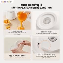Máy Xay Ăn Dặm Bear BFM - 025JM, Dung Tích 0.3L - Công Suất 200w,  8 Lưỡi Dao Inox 316, Tích hợp cảm biến AI 9