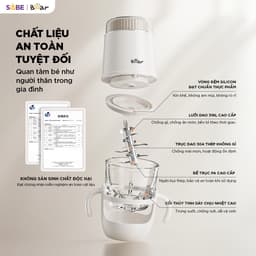 Máy Xay Ăn Dặm Bear BFM - 025JM, Dung Tích 0.3L - Công Suất 200w,  8 Lưỡi Dao Inox 316, Tích hợp cảm biến AI 6