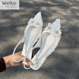 Giày cao gót mặc áo dài, giày ren hoa cô dâu 5-7 phân Chị Đẹp Store U148 6