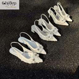 Giày cao gót mặc áo dài, giày ren hoa cô dâu 5-7 phân Chị Đẹp Store U148 3