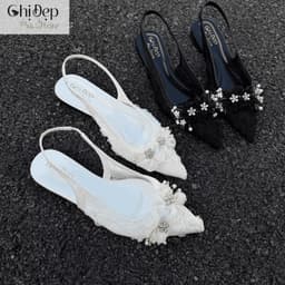 Giày cao gót mặc áo dài, giày ren hoa cô dâu 5-7 phân Chị Đẹp Store U148 8
