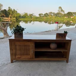 Tủ Kệ Tivi Gỗ Tràm Tự Nhiên Lau Dầu – Tủ Để Sách Có Ngăn Khóa – Xưởng Mộc Maido 2