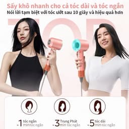 Máy Sấy Tóc Ion Âm Không Cánh Sấy 2 Chiều 3 Chế Độ Gió 3 Mức Nhiệt Kèm Hộp Đựng Cao Cấp_TH 7