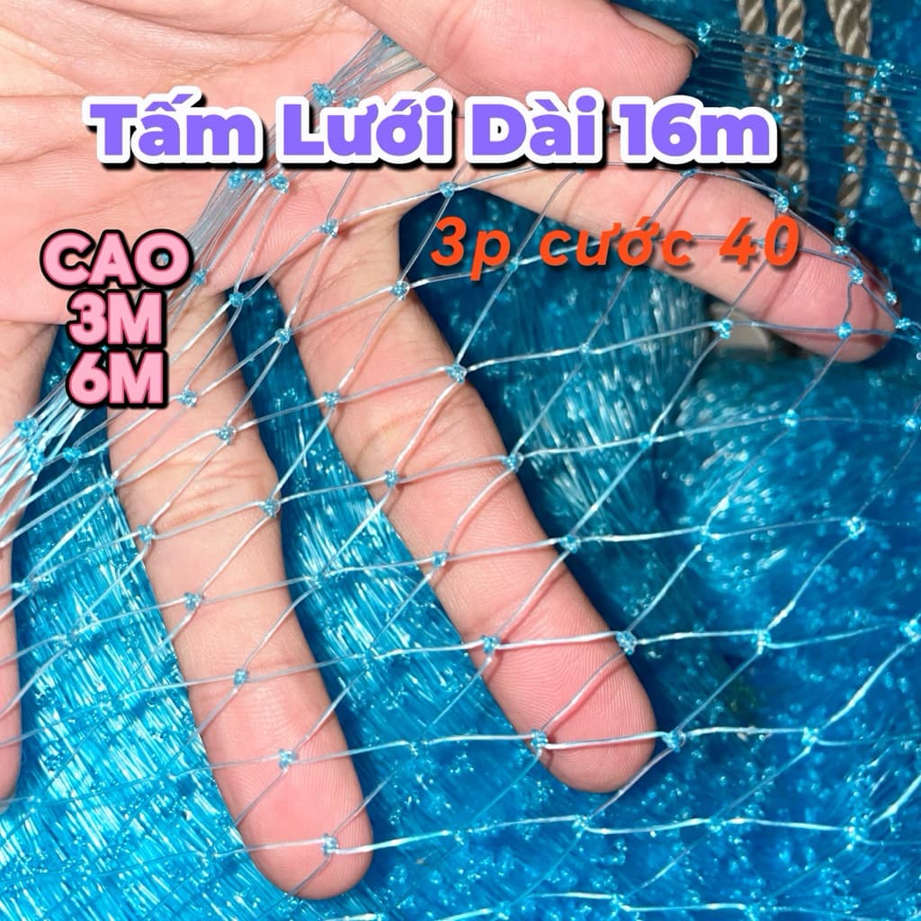 Cuộn dài 15m, cao 3m và 6m- Lưới gân 3p cước 40, dùng rào vườn, làm ven đăng chặn lú.., rào chim...