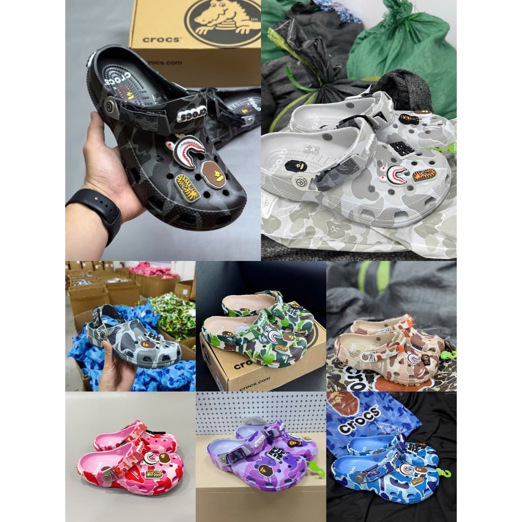 Dép clog bape đủ màu chất liệu nhẹ , êm có quai sau
