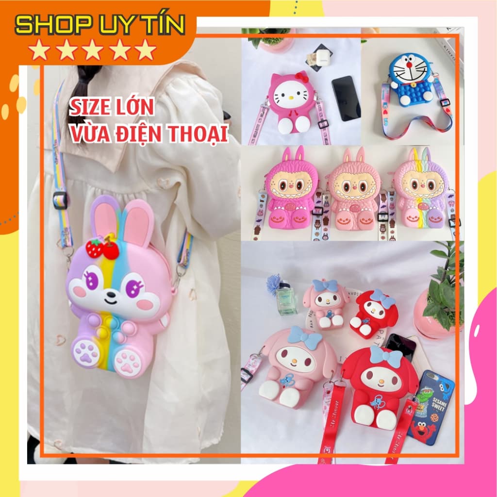 [SIZE LỚN] Túi đeo chéo nữ xách mỹ phẩm, sách, hình mickey chuột capybara gấu dâu lotso pikachu