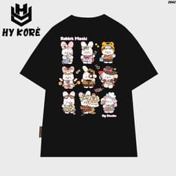 Áo Thun HY KORÉ Rabbit Mochi 2042 Form Rộng Localbrand Oversize Unisex Vải Cotton 75% Nam Nữ Mặc Đẹp 1