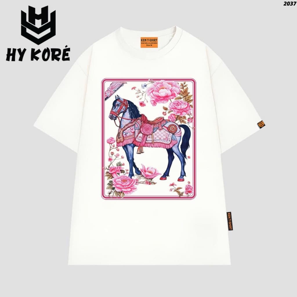 Áo Thun HY KORÉ Ngực hồng 2037 Form Rộng Localbrand Oversize Unisex Vải Cotton 75% Nam Nữ Mặc Đẹp