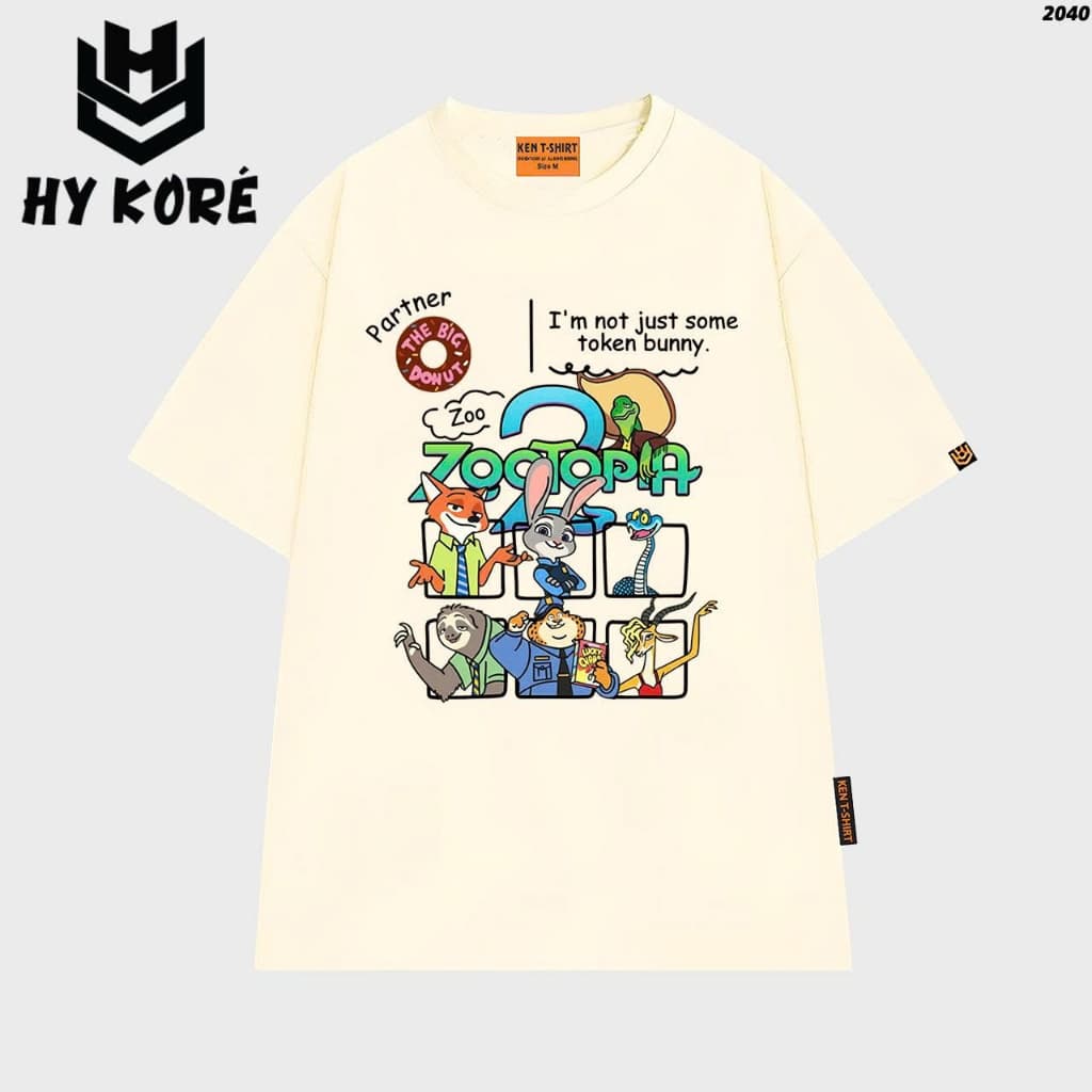 Áo Thun HY KORÉ Zootopia Bánh Donut 2040 Form Rộng Localbrand Oversize Unisex Vải Cotton 75% Nam Nữ Mặc Đẹp