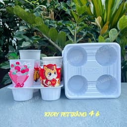Túi đựng khay ly 4 ô 6 ô – Túi PE hột xoài trong suốt đựng trà sữa, cà phê, đồ ăn mang đi tiện lợi 6