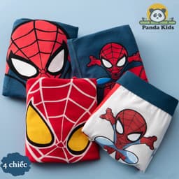 (Loại Đẹp) Set 4 Quần chíp đùi chất cotton họa tiết Người Nhện Cotton cho bé trai mềm mịn thoáng khí, sịp đùi cho bé 6