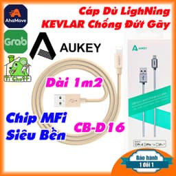 [Chính Hãng AUKEY-BH 12T] Cáp USB Li Ning M.F.i CB-D16 Dây Dù Kevlar Dài 1m2 Chống Gãy Đầu Hợp Kim Nhôm 1
