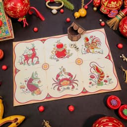 Bộ Bầu Cua Tôm Cá Truyền Thống Lynhdecor - Bàn Cờ Vải Canvas Cao Cấp - Boardgame Dịp Lễ Tết 2