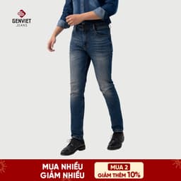 [ẨN] Quần Dài Nam GENVIET JEANS Vải Jeans Đơn Giản Trẻ Trung, Quần Bò Nam Dáng Cơ Bản Ống Bó Hiện Đại 8747 1
