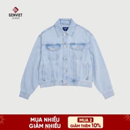 Áo Khoác Dài Tay Denim Unisex GENVIET Chất Liệu Cao Cấp Dáng Suông Vừa 8801 1