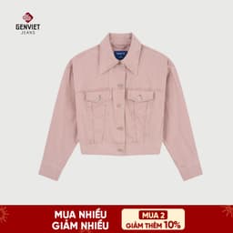 Áo Khoác Croptop Dài tay Nữ GENVIET JEANS Chất Liệu Denim  9086 1