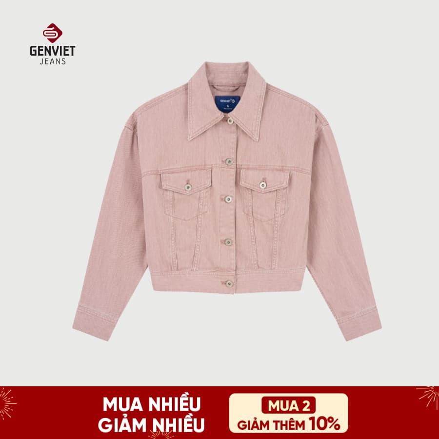 Áo Khoác Croptop Dài tay Nữ GENVIET JEANS Chất Liệu Denim  9086