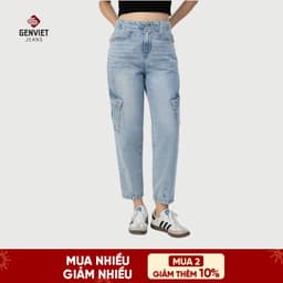 Quần Dài Nữ Genviet vải Jeans Thời trang form Col Thụn 8524 1