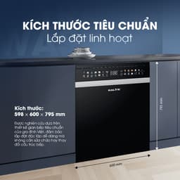 Máy Rửa Bát KALITE UltraWash Pro, 5 Tay Phun Chứa 15-17 Bộ Chén Đĩa - Siêu Tiết Kiệm, Rửa Sạch, Sấy Khô Khử Khuẩn 8