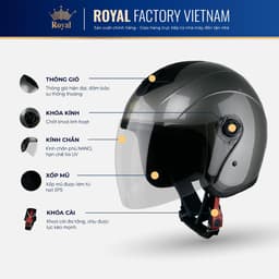 [NHÀ SẢN XUẤT] Mũ Bảo Hiểm 3/4 Royal M01 Có Kính Chính Hãng, Mũ bảo hiểm Có Thông Gió Đi Phượt 5