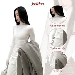[BẢN MỚI LÓT LÔNG ] Áo Thun Nữ Ôm Body JUSTDUN 640 -Cotton Lông Mịn Cao Cấp, Cổ Cao 3
