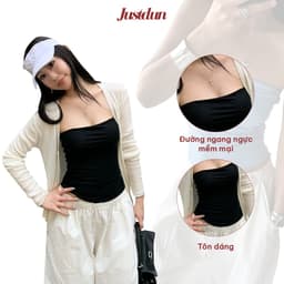 [Áo 2 Lớp Không Lộ]  Áo Ống Trơn Ôm Body JUSTDUN 5C - Basic, Vải Cotton Mịn, Co Giãn, Mềm Mại 4