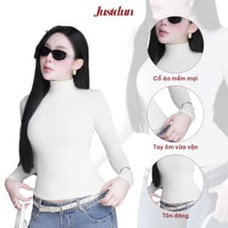 Áo Thun Ôm Body Giữ Nhiệt Cổ Cao 8 Phân, Tay Dài JUSTDUN C20 – Chất Cotton Dày Dặn, Tôn Dáng 3