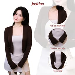 Áo Khoác Cardigan JUSTDUN 201 Nữ - Dáng Vừa, Vải Cotton Mịn, Mềm Mại, Thoáng Mát, Co Giãn Êm Ái 3
