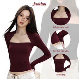 Áo Thun Dài Tay Ôm Body Cúp Ngực Cotton Mịn Siêu Co Giãn Justdun 708 4