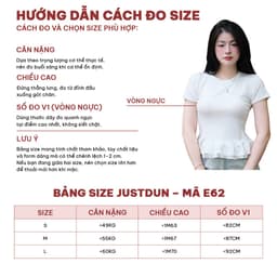 Áo Thun Ôm Body Nữ JUSTDUN E62 - Phối Vạt Bèo, Vải Cotton Mịn Êm Ái, Co Giãn Thoải Mái, Tôn Dáng 4