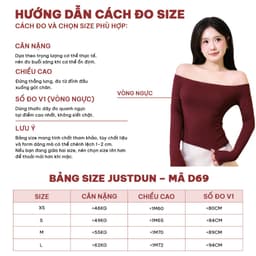 Áo Trễ Vai Tay Dài Nữ JUSTDUN D69 - Ôm Body, Basic, Cotton Mềm Mịn, Tôn Dáng, Thoáng Mát, Co Giãn 4