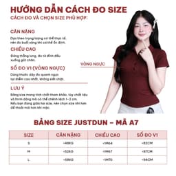 Áo Thun Nữ Polo Cộc Tay JUSTDUN A7 - Cổ Đức, Khuy Cúc, Ôm Body, Cotton Mịn, Thoáng mát, Co Giãn 4