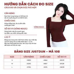 Áo Thun Nữ Dài Tay Ôm Body JUSTDUN 10B - Cổ Vuông, Cotton Mịn Cao Cấp, Ôm Body, Mềm Mại, Co Giãn 4