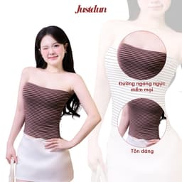 [Hàng Loại 1] Áo Ống Nữ JUSTDUN 5E - Kẻ Ngang, Áo Quây Ôm Body, Cotton Mịn, Co Giãn, Mềm Mại 3