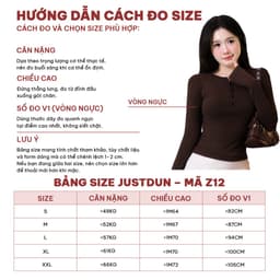Áo Thun Nữ Dài Tay JUSTDUN Z12 -Thiết Kế Khuy Cúc Ngực, Cotton Mịn Êm Ái, Ôm Dáng, Co Giãn Thoải Mái 4