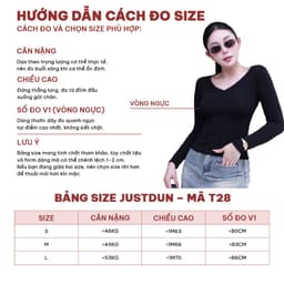 Áo Thun Nữ Cổ Tim Dài Tay JUSTDUN T28 - Ôm Body, Cotton Mềm Mại, Giữ Nhiệt, Co Giãn 4 Chiều 4