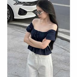 Áo Babydoll Dáng Rộng thắt nơ tay bồng tôn dáng cho nữ m6004 8