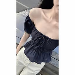 Áo Babydoll Dáng Rộng thắt nơ tay bồng tôn dáng cho nữ m6004 9