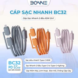 Cáp Sạc Nhanh 3in1 BC32 Bonne TECHNOLOGIQUE Chính Hãng – Hỗ Trợ Sạc Nhanh 65W Cho Điện Thoại, Laptop, Bảo Hành 12 Tháng 2